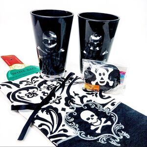 Skull & Crossbones Party Bundle: Pint Cups, Wine Bag, Eye Patches